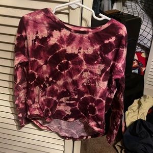 Pink and purple tie dye shirt.